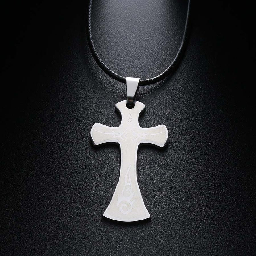 Christian Jesus Cross Pendant Necklaces Stainless Steel Never Fade Pendants Rope Chain Religious Necklace Drop Shipping Jewelry