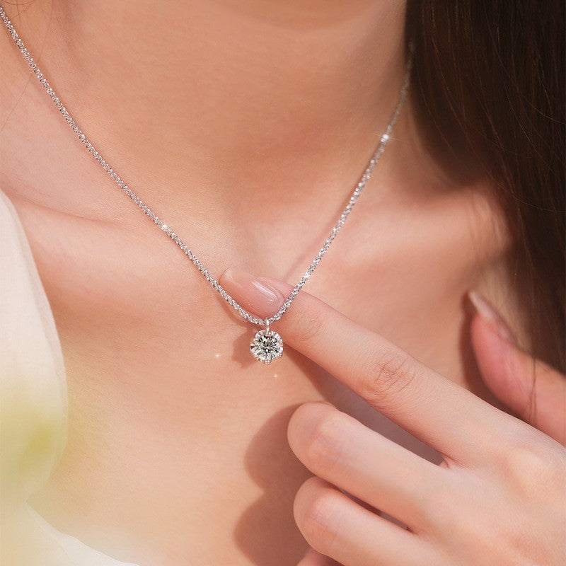 TEN CARATS s925 Sterling Silver VVS1 Moissanite Classic Crown Necklace for Women Gift GRA Certified Jewelry free delivery