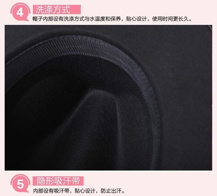 free shipping 2022 new Fashion men fedoras women's fashion jazz hat summer spring black woolen blend cap outdoor casual hat X XL