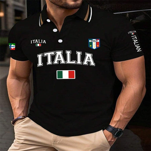 2025Manfinity Homme Manfinity Sporty Men's Simple Print Turndown Collar Ribbed Polo Shirt