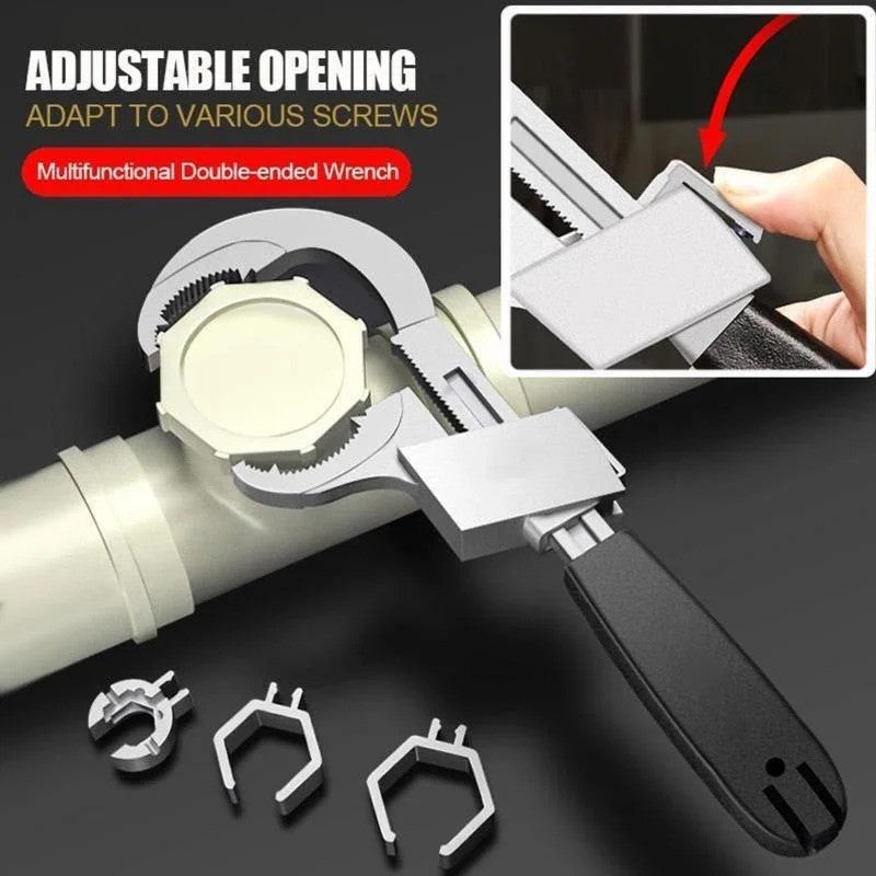 Multi Functional Adjustable Water Pipe Wrench Bathroom Faucet Circular Arc Toothed Wrench Manual Maintenance Kit