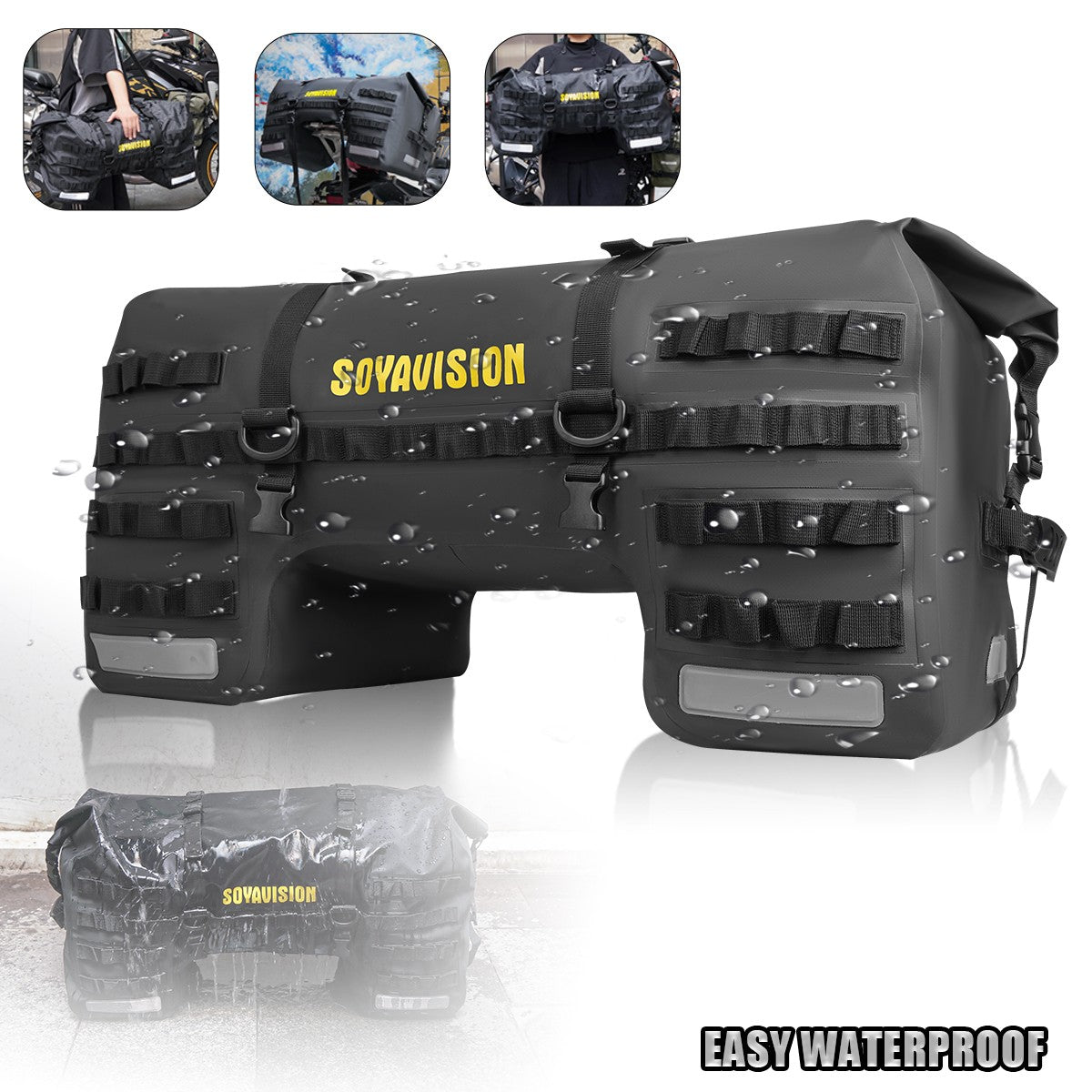 Universal Motorcycle Waterproof Tail Bags Back Seat Bags Cycling Camping Travel Bag Motorbike Scooter Sport Luggage Pack 66L 40L