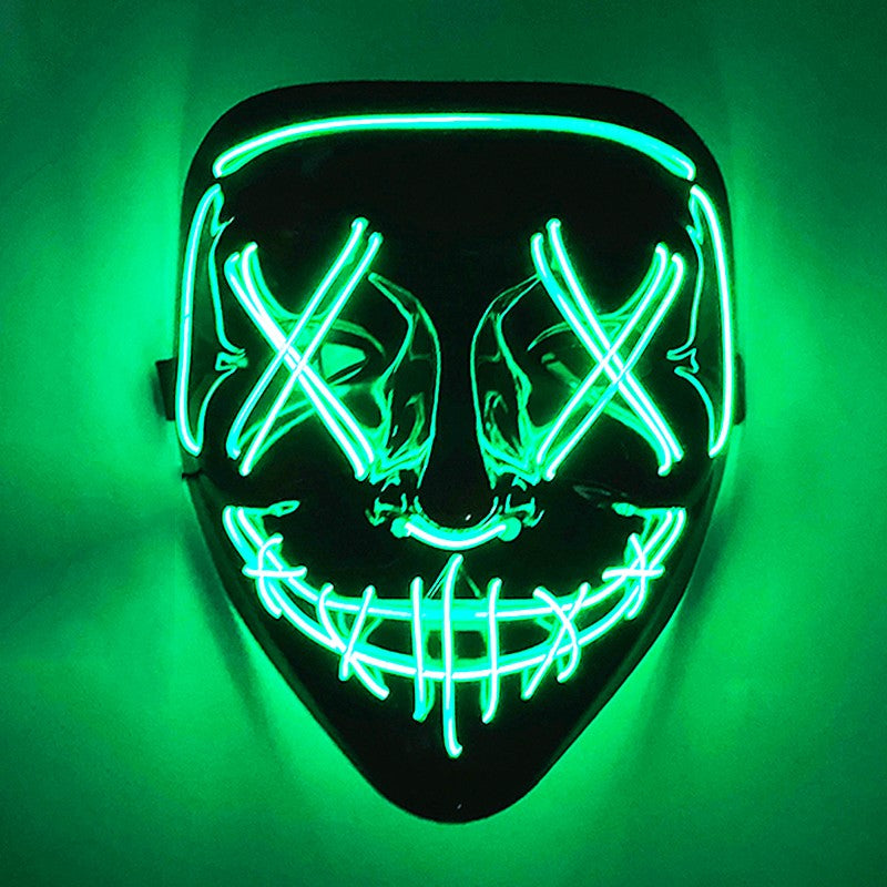 Scary Wireless Glowing LED Mask Halloween Party Supplies Neon Purge Mask Cosplay Luminous Face Masks Carnival Festival Props