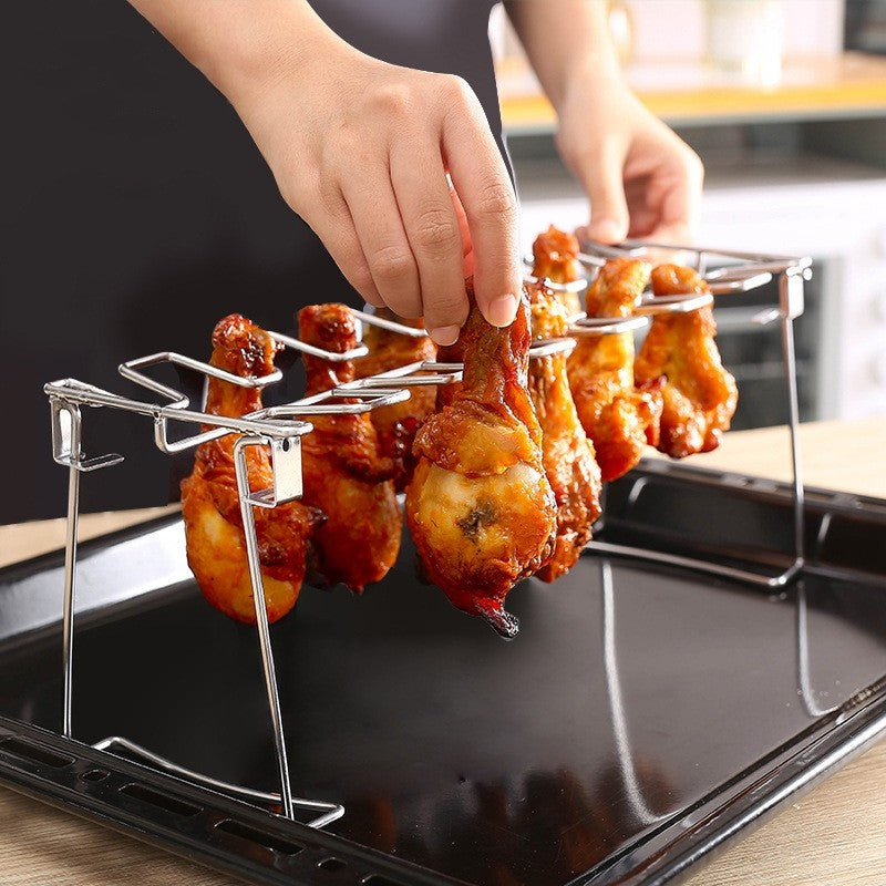 1pc Grill Rack, Stainless Steel Rack Chicken Leg For Oven, Barbecue Tools, Kitchen Supplies