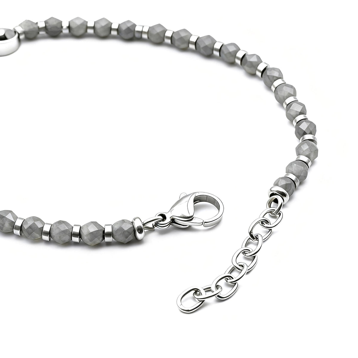 Runda Men's Bracelet with Black Iron Ore Anchor Pendant Stainless Steel Adjustable 22cm Fashion Charm Bead Jewelry