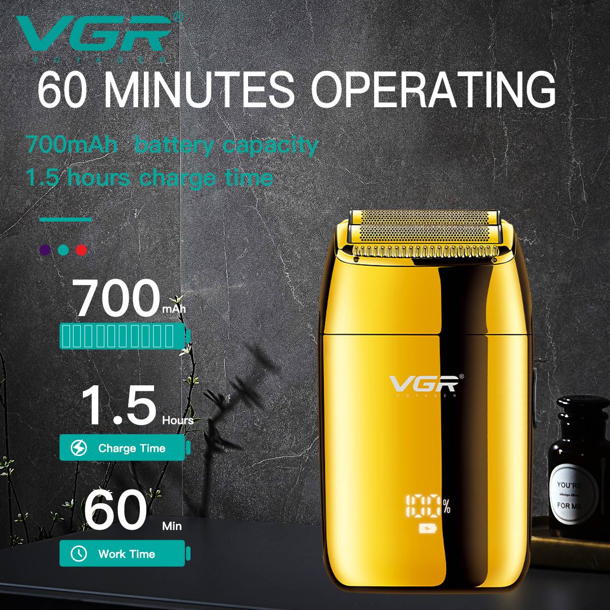 VGR Rechargeable Electric Shaver For Men Beard Hair Electric Razor Facial & Bald Head Shaving Machine With Extra Mesh