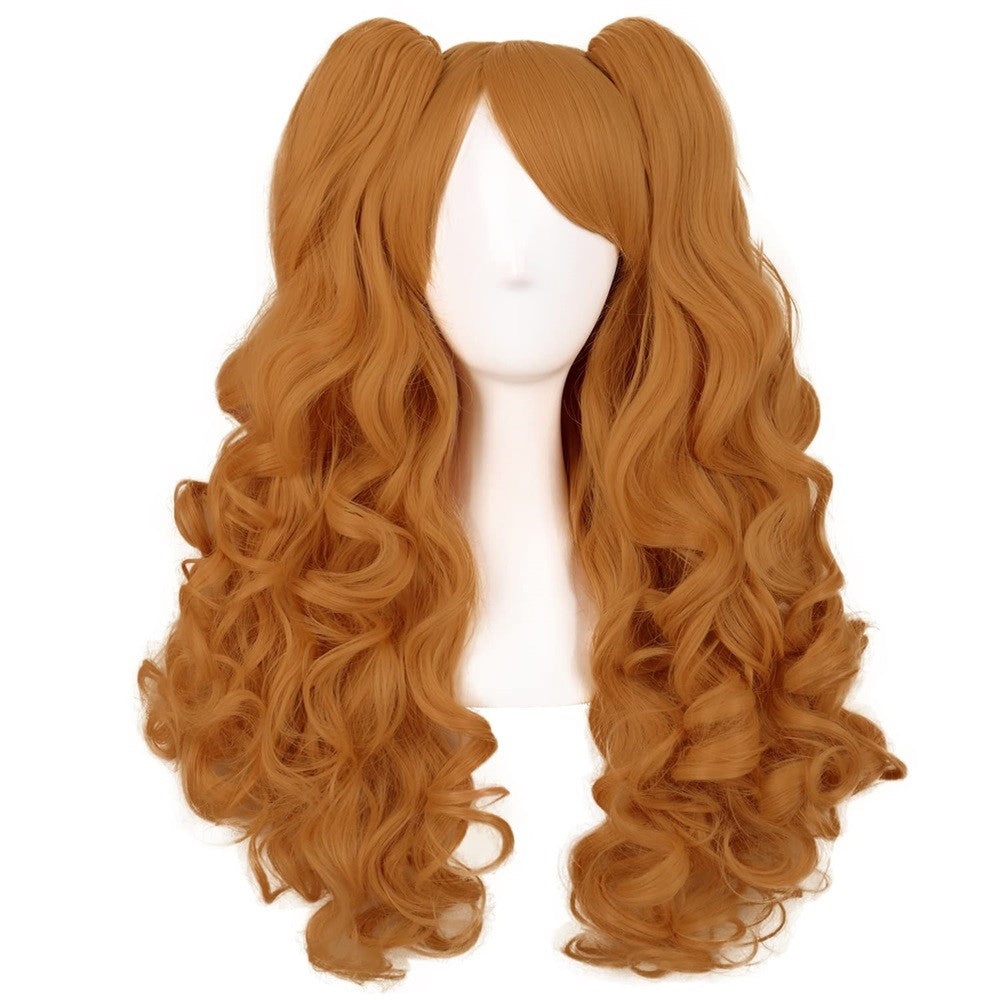 HAIRJOY Synthetic Hair Wavy Pink Ponytail Wig for Jean Cosplay Game Princess Anime Wigs with Hair Pigtails Bangs Halloween Wig