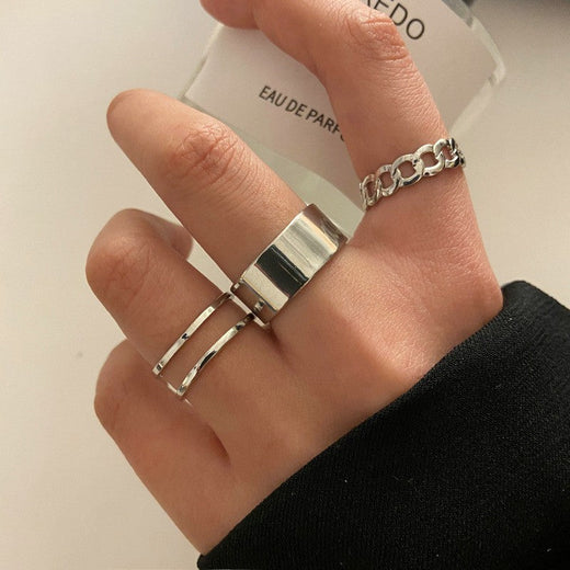 Silver Color Crystal Rings Set for Women, Cubic Zirconia Moon Arrow Flower Heart Finger Wedding Rings, Female Fashion Jewelry