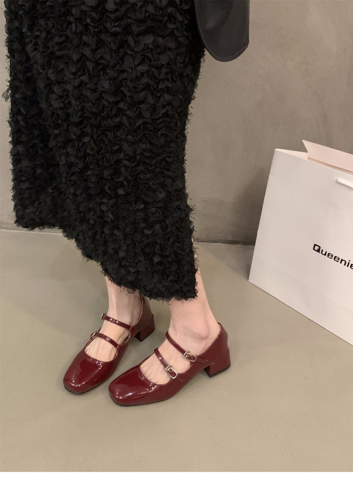 Mary Jane Shoes for Women Retro Medium Heel Women's Single Shoes Fashion Gloss Soft Comfort Ballet Shoes Zapatos De Mujer