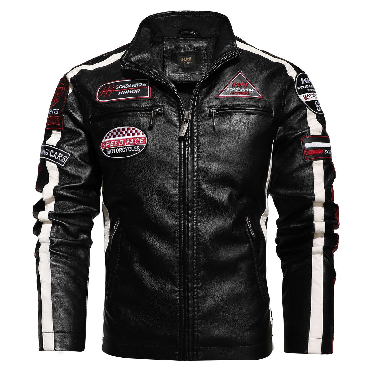 New Motorcycle Jacket For Men In Autumn/Winter 2020 Fashion Casual Leather Embroidered Flight Jacket In Winter Velvet Pu Jacke