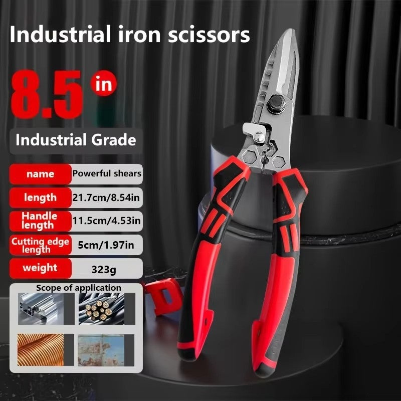 Multi-Functional Electrician Scissors, Crimping Wire Cutting Tool with Wrench Function for Metal Sheet and Cable Cutting