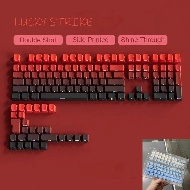 New 133 Keys Gradient Green Shine Through Keycaps Side Printed PBT Keycap Cherry Profile Double Shot for Mechanical Keyboards