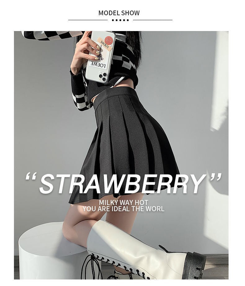 Women Pleated Skirt High Waist A-Line Mini Skirt School Girl JK Uniform Skirt Skater Skirt Tennis Skirt White Plus Size