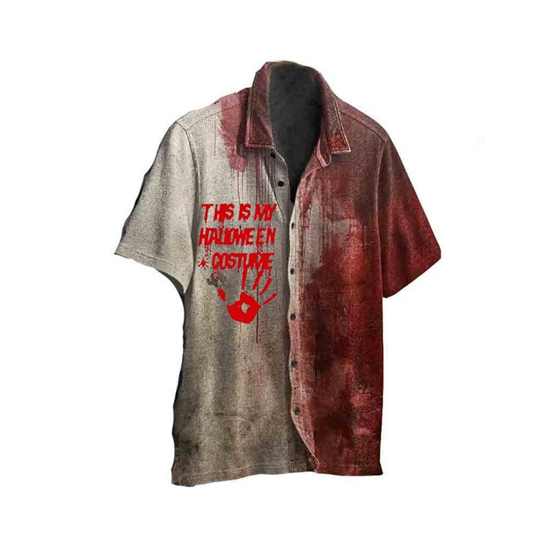 3D Printed Halloween Horror Bloody Shirt Mens Casual Fashion Hawaiian Beach Shirts Mens Designer Clothes Woman Button Lapel Tops