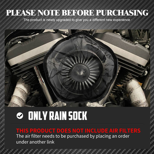 Motorcycle Rain Sock Air Filter Cover Waterproof Protective Cover Black For Harley Touring Dyna Softail Sportster 883 1200 48 72
