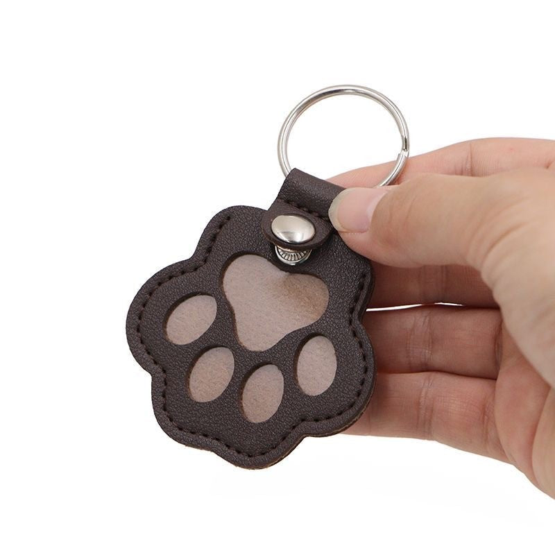 Pet Hair Memorial Keychain PU Leather Keepsake Locket for Cat Dog Fur Pet Hair Storage Pendant Handbag Hanging Accessories