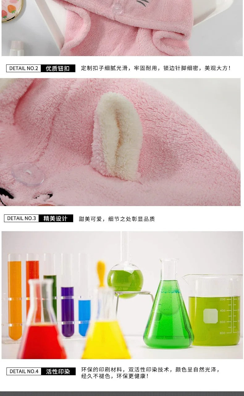 Cute Soft Microfiber Towels Shower Cap Towel Bath Hats Dry Hair Cap Quick Drying Cat Hat for Women Lady Turban Head Girl Towel
