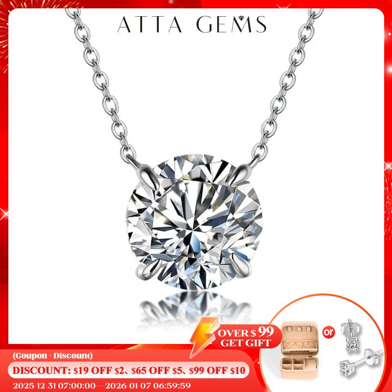 Moissanite Diamond 6.5mm 1CT Necklace For Woman Pendant 925 Silver Necklace For Women Chains Party Bridal Fine Jewelry