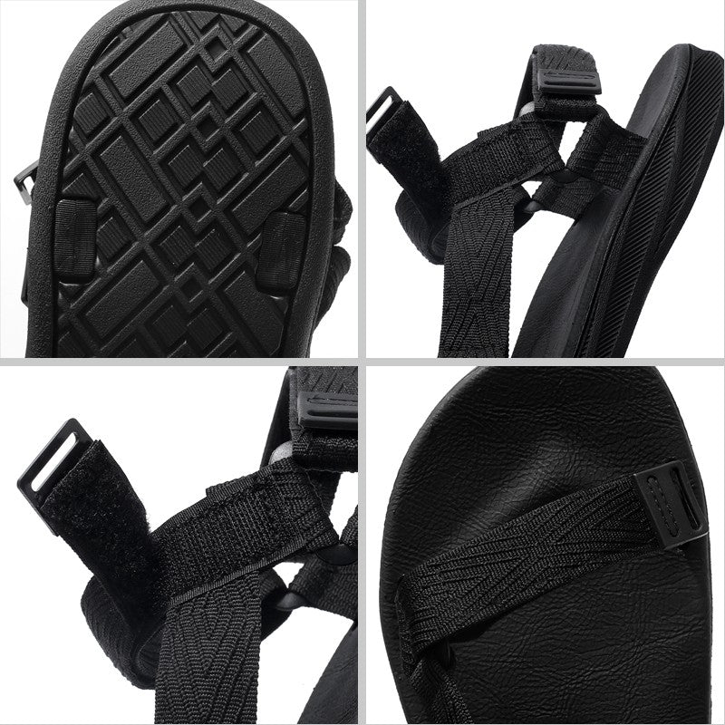 Black Men's Outdoor Casual Arch Support Sandals Anti-Slip Breathable Beach Holiday Sports Sandals for Summer Walking Size 40-45
