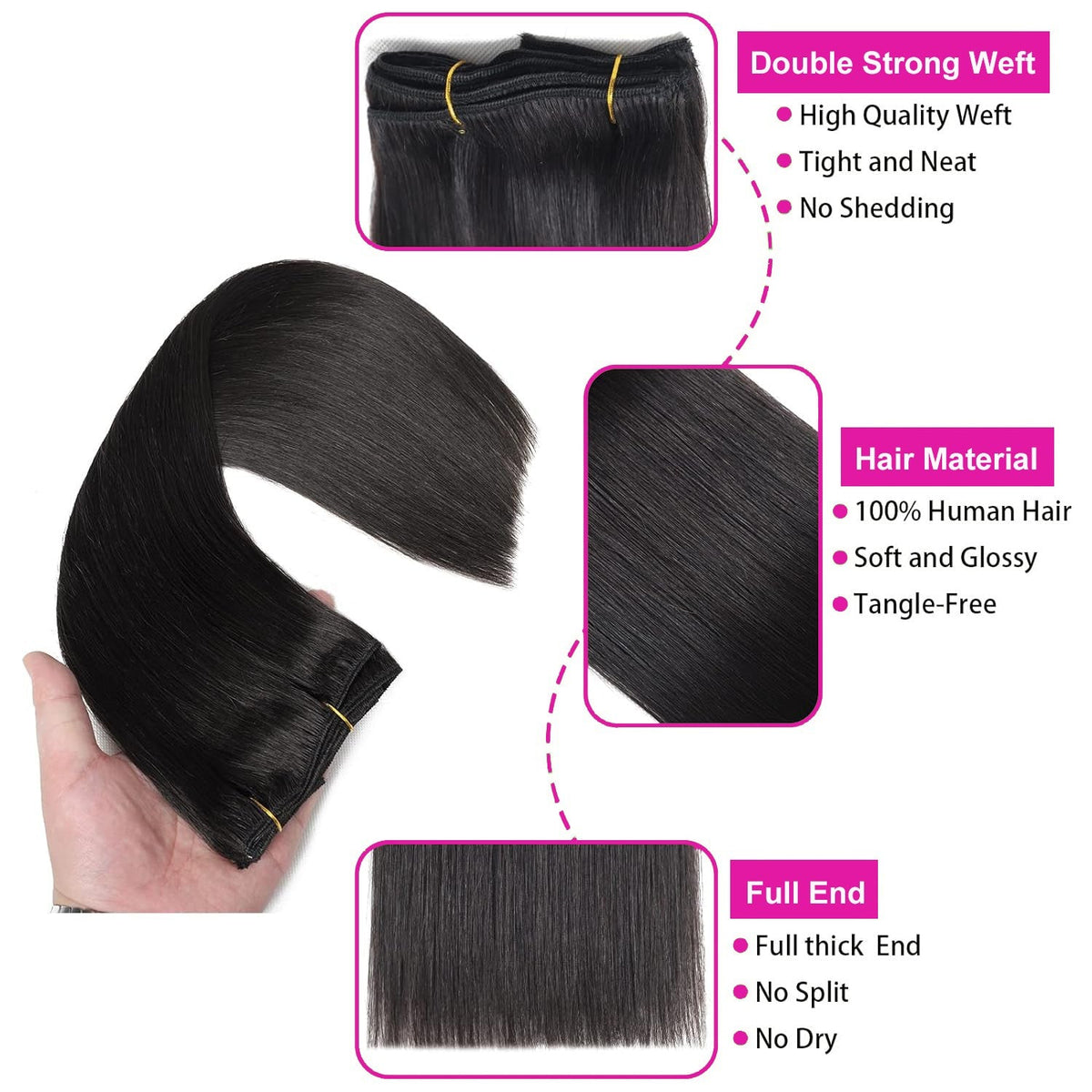 Clip In Hair Extensions Real Human Hair color #4 Chocolate Brown Clip In Hair Extensions 8pcs Hair Natural Black Color 26 Inches