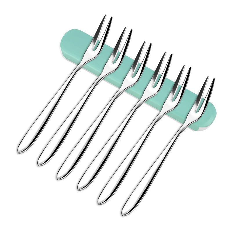 6Pcs Stainless Steel Fruit Forks with Storage Box 13cm Dessert Cake Salad Forks Tasting Appetizer Fork Cocktail Forks Tableware