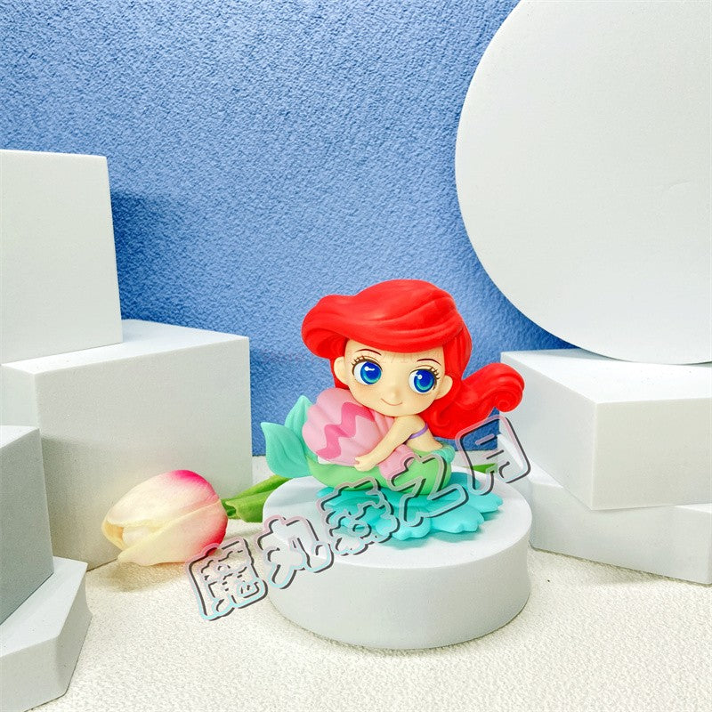 Bandai Disney The Little Mermaid Anime Qposket Characters Ariel Glitter Line Action Figure Collectible Model Toys Birthday Gift