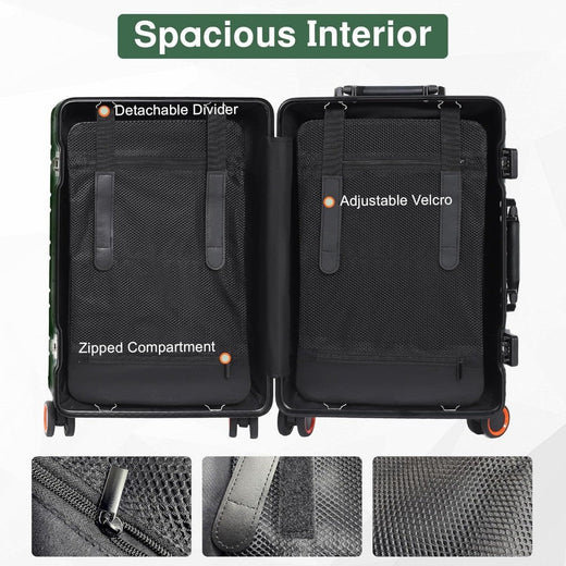 Aluminum Carry On Luggage 22x14x9 Airline Approved, Zipperless Luggage Premium Aluminum Suitcase Luggage, Hard Shell Carry On.