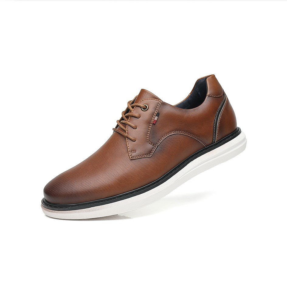 BHKH 2025 Genuine Leather Dress Shoes Comfy Men Casual Shoes Smart Business Work Office Lace-up Men Shoes
