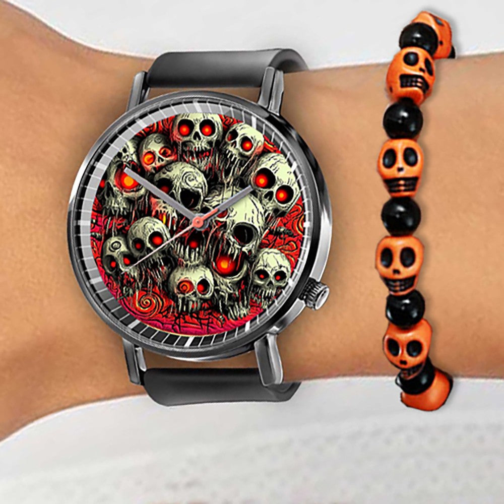Fashion Pumpkin Design Men's and Women's Quartz Watch Casual Black Silicone Halloween Gift Fashion Women's Wristwatch