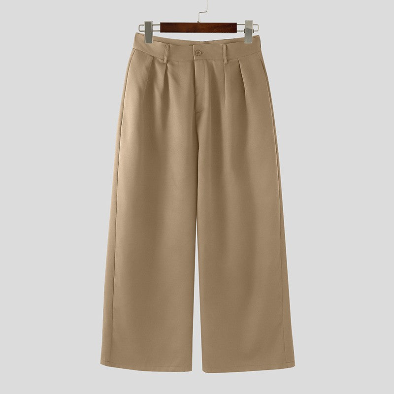 INCERUN Men Wide Leg Pants Solid Button Joggers Loose Casual Trousers Men Streetwear Korean Style Fashion Male Long Pants S-5XL