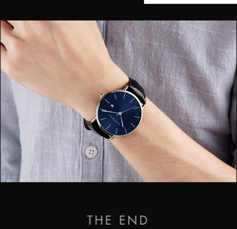 Classic Bauhaus Design Men Watch Dark Blue Japan Quartz Waterproof Stainless Steel Fashion Business Calendar Ultra Thin Watches