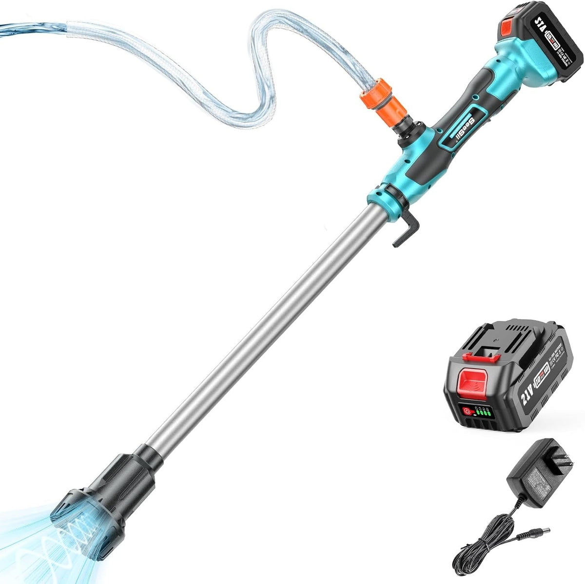 Seesii Cordless Stick Water Transfer Pump Handheld Portable Utility Sump Pump 3/4" Outlet for Pool/Garden/Pond/RV/Boat Draining