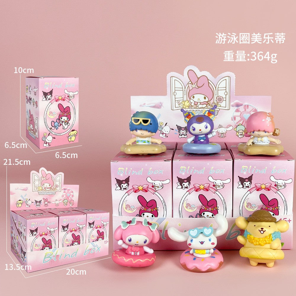 5Pcs-Set Sanrio Cinnamoroll Anime Figure Pochacco Kuromi Pom Pom Purin Hello Kitty Action Figure Toys Model Doll My Melody Gifts