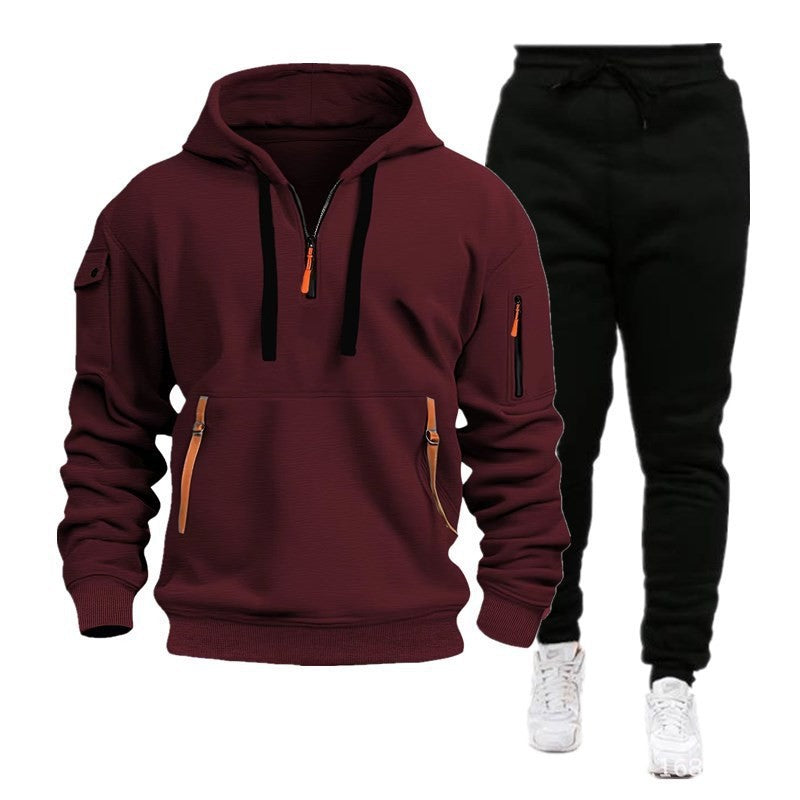 2025 Autumn and Winter Sports Sweater Set Men's Zipper Hoodie Set Sweater Pants Two-piece Set