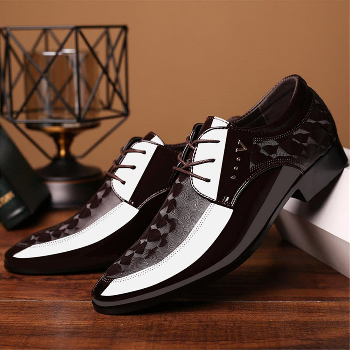Men's Oxford Shoes Moire PatternFormal Business Dress Shoes Lace up Italy Modern Suit Tuxedo Shoes for Men