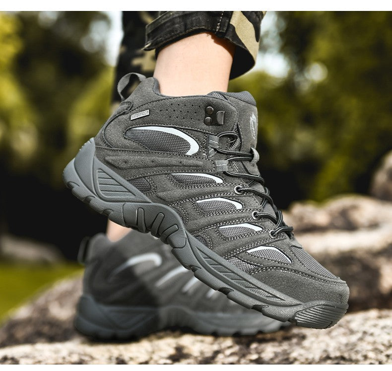 New Men High Quality Leather Boots Fishing Hunting Sneakers Desert Combat Men's Boots Outdoor Hiking Shoes Ankle Boots Work Safe