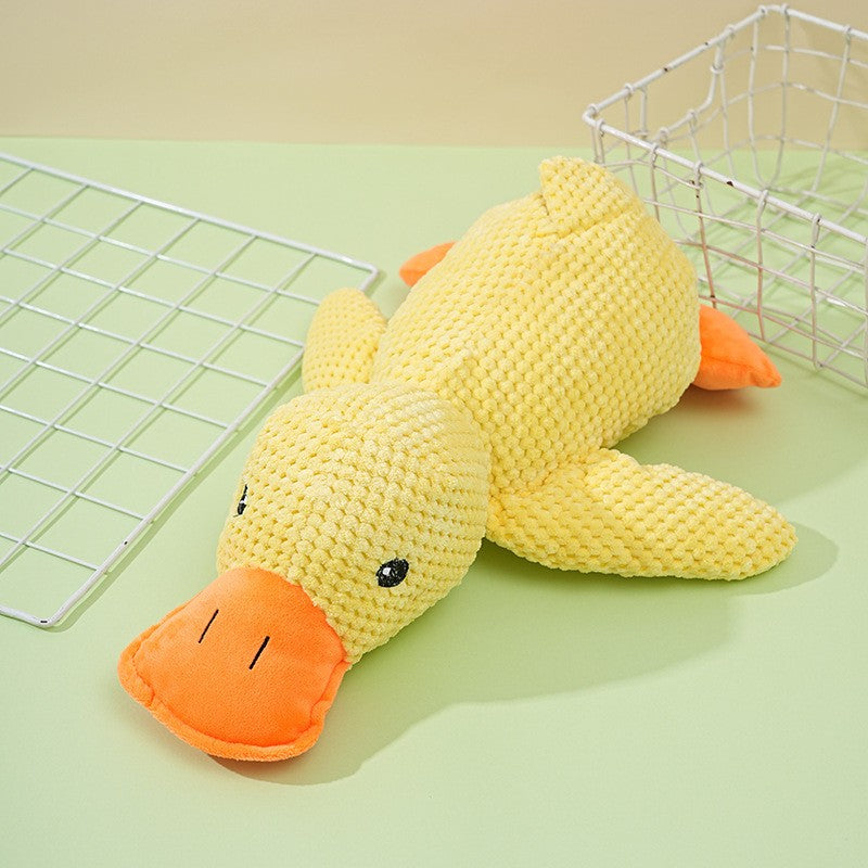 Plush Companion Sleeping Duck Dog Toys for Small Large Dogs Bite Resistant Teeth Grinding Sound Relief Duck Sound Toy