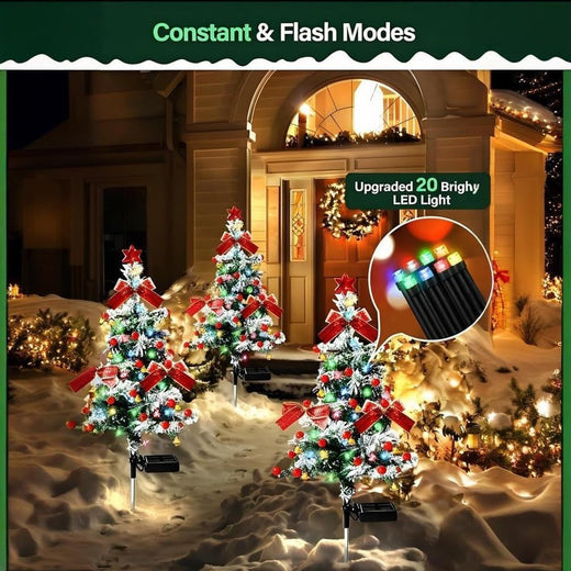 1PCS Solar Powered Christmas Tree Yard Stake , Waterproof Multi-Color LED Lights with 8 Modes, for Outdoor Garden Patio Decor
