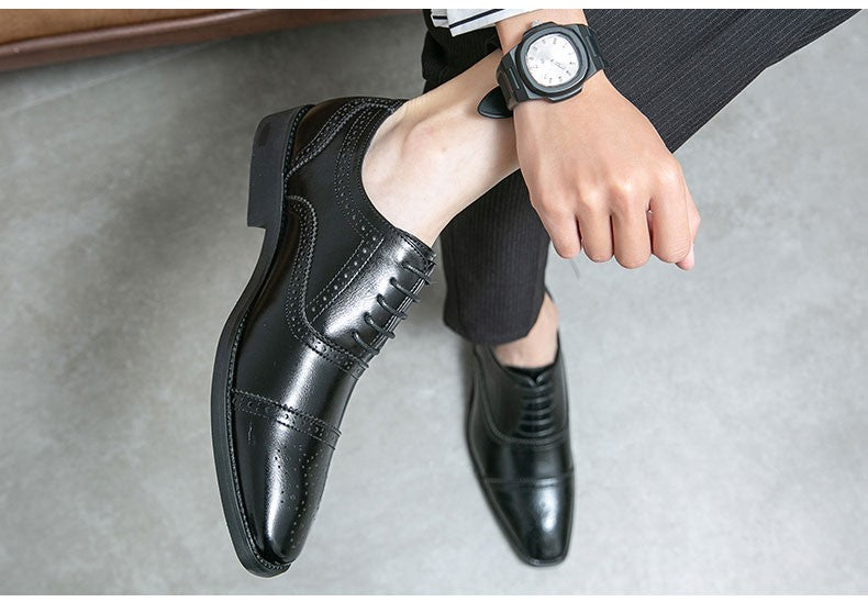 Men Oxfords Brogue Shoes Fashion Breathable Split Leather 38-48 Size Boys Black Soft Outdoor Casual Autumn Mules Dress Flats