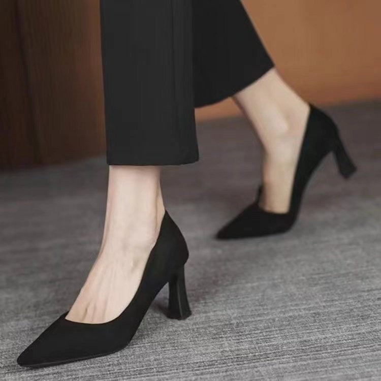 New In Black Special Head Spiral Pattern Fashion Women's Shoes Pointed Fine Heel Wedding High Heels Banquet Nightclub with Shoes