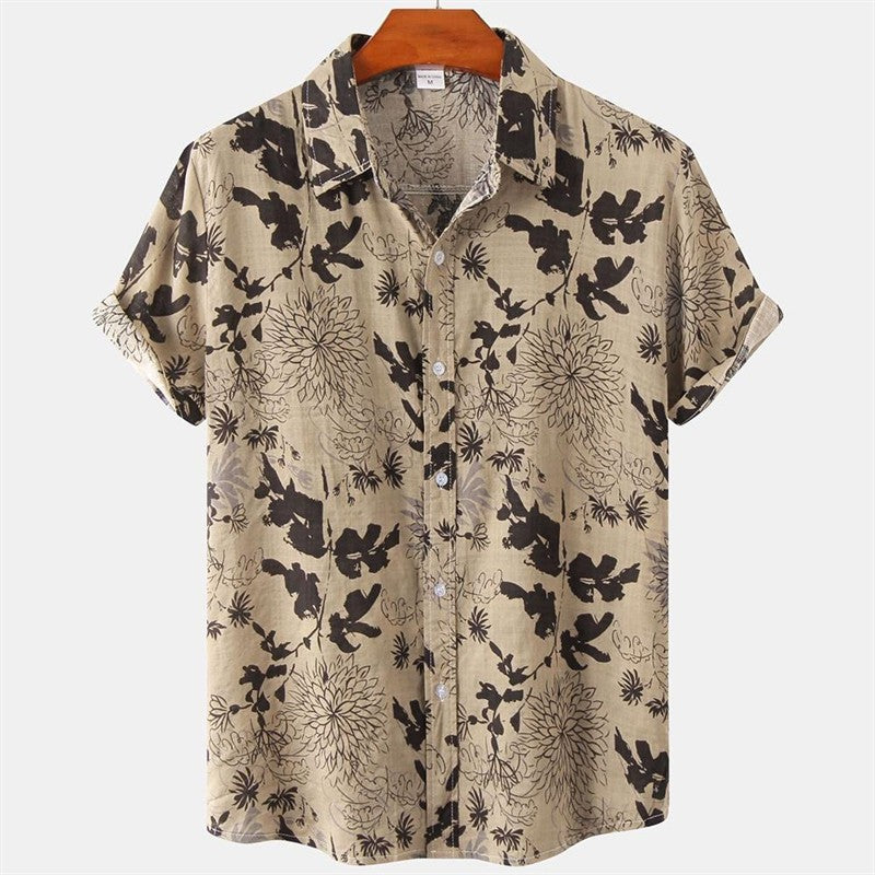 Men's Summer Hawaiian Casual Fashion Social Beach Style Short Sleeved Printed Loose Retro Vacation Shirt Camisas Estampadas