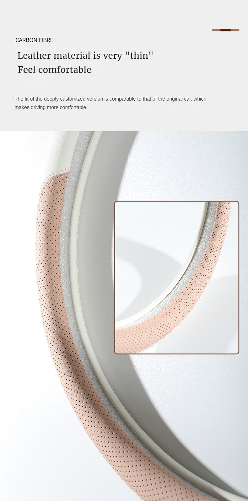 Perforated Nappa Leather Car Steering Wheel Cover Warm in Winter and Cool in Summer, Universal 15 Inch, Anti-Slip, Odorless