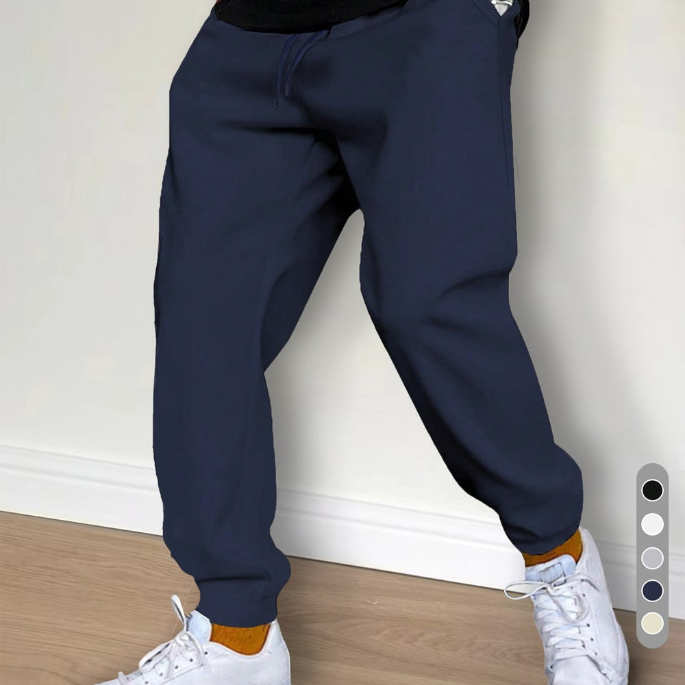 Men's casual pants, autumn and winter wool sports pants, men's running and jogging pants, fashionable solid color pants