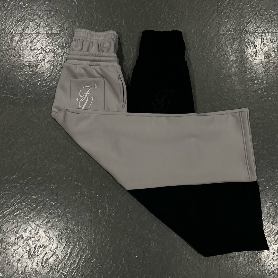 Harajuku Loose Double Waisted Sweatpants Y2K American Solid Color Letter Embroidery Casual Pants Hip Hop Drawstring Waist Jogger