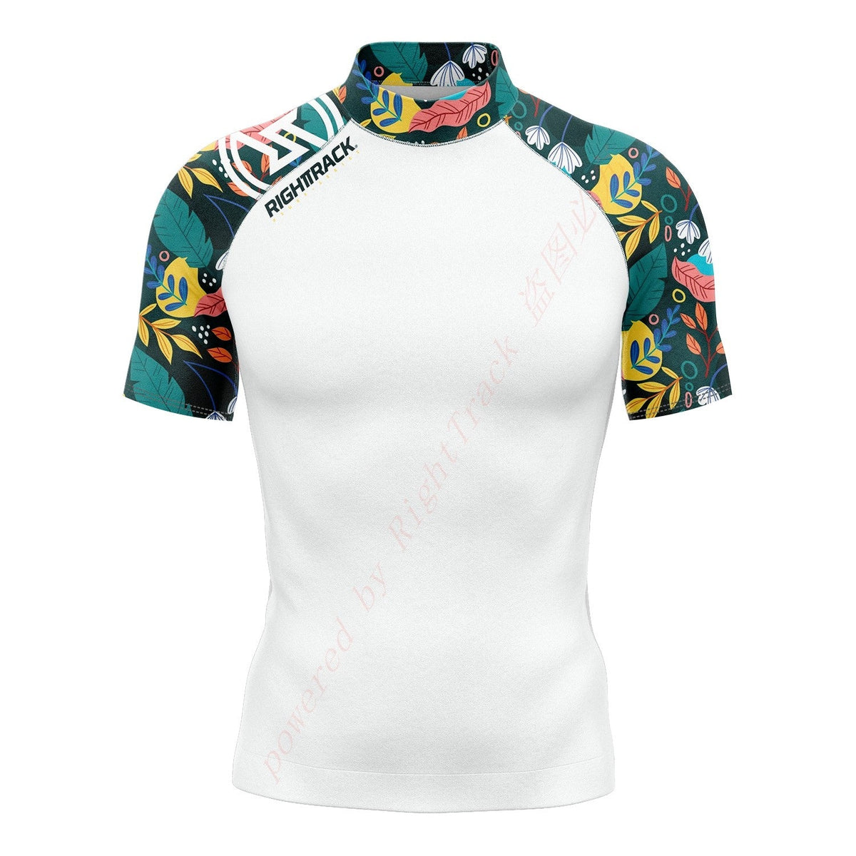 Hot Men's Short Sleeve Surfing Shirt Nautical Diary Lycra Rashguard RIGHTTRACK For Surf Sportswear Beach Swimwear UPF50+ Clothes