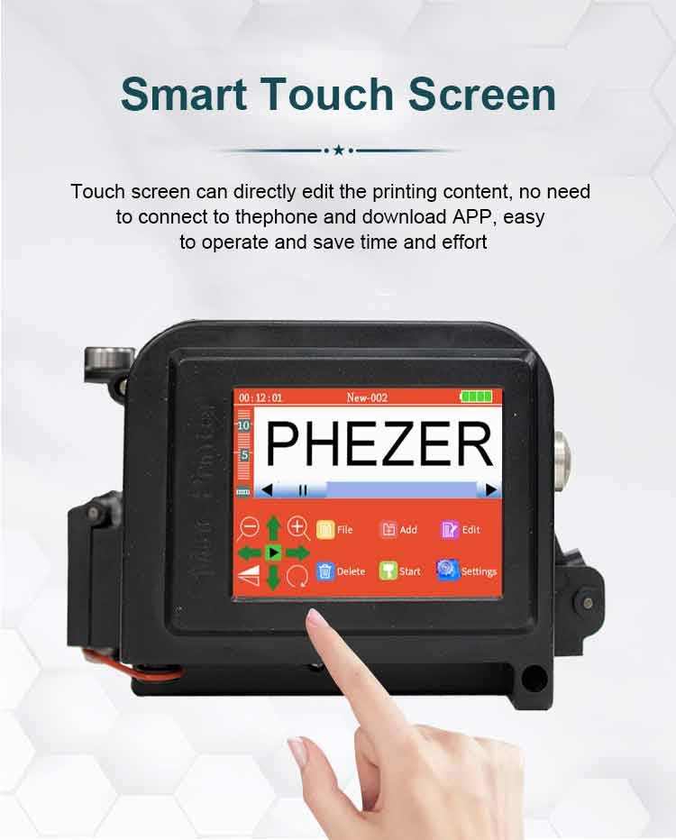 Phezer 30 Languages 12.7/25.4mm PC11Plus Mini Printer Portable Printer QR Bar Code Date Logo Expiry Date Handheld Inkjet Printer