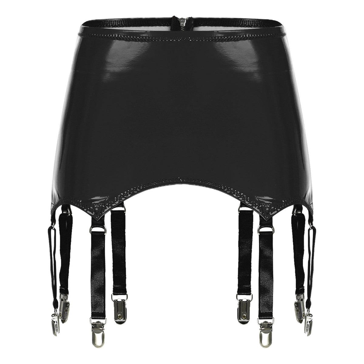 Womens Garters Latex Skirts Ladies Suspender Belt Wet Look Patent Leather Mini Skirts Garters with Metal Clips Clubwear Costume