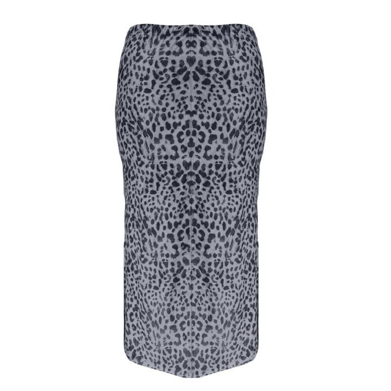 Plus Size 1XL-5XL New Women Sexy Elegant Leopard Printed Midi Skirt Women Fashion Dress Lady Clothes