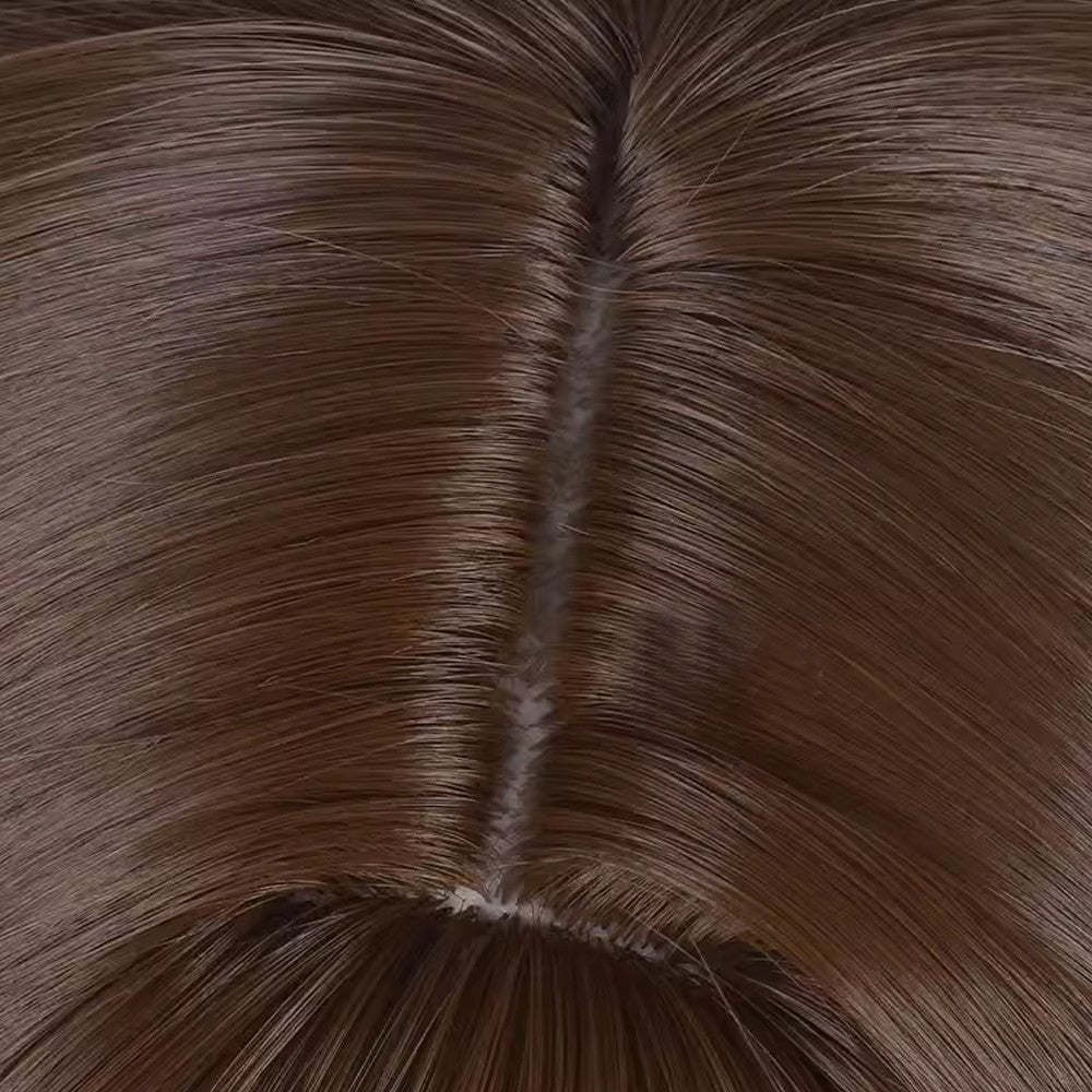 Short Straight Synthetic Brown Wig Anime Game Cosplay Fluffy Heat Resistant Jellyfish Head Wig for Daily Party