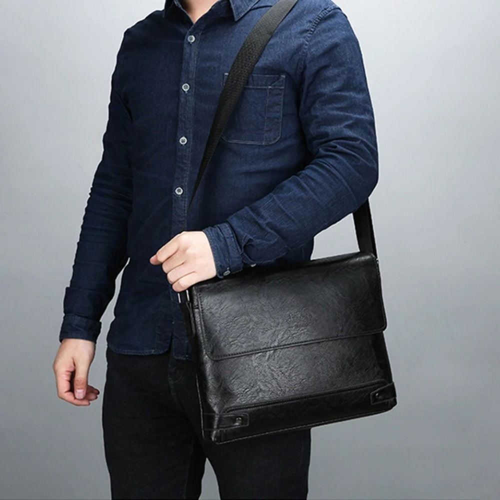 Briefcase For Men PU Leather Tote Boston Commuting Laptop Shoulder Executive Business Work Messenger Crossbody Side Designer Bag